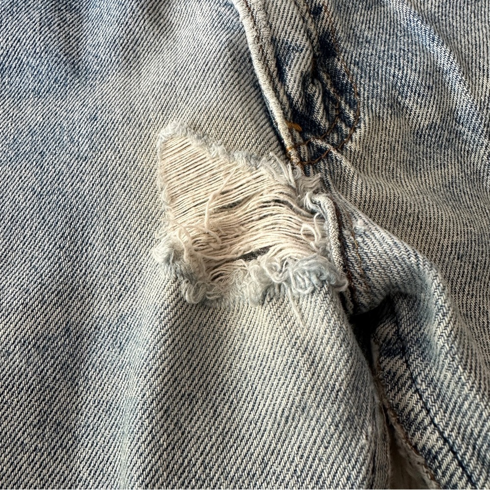 Vintage 80s Levi’s 505 USA Made Zip Fly Straight Leg Distressed Jeans 33x32 - Picture 4 of 13